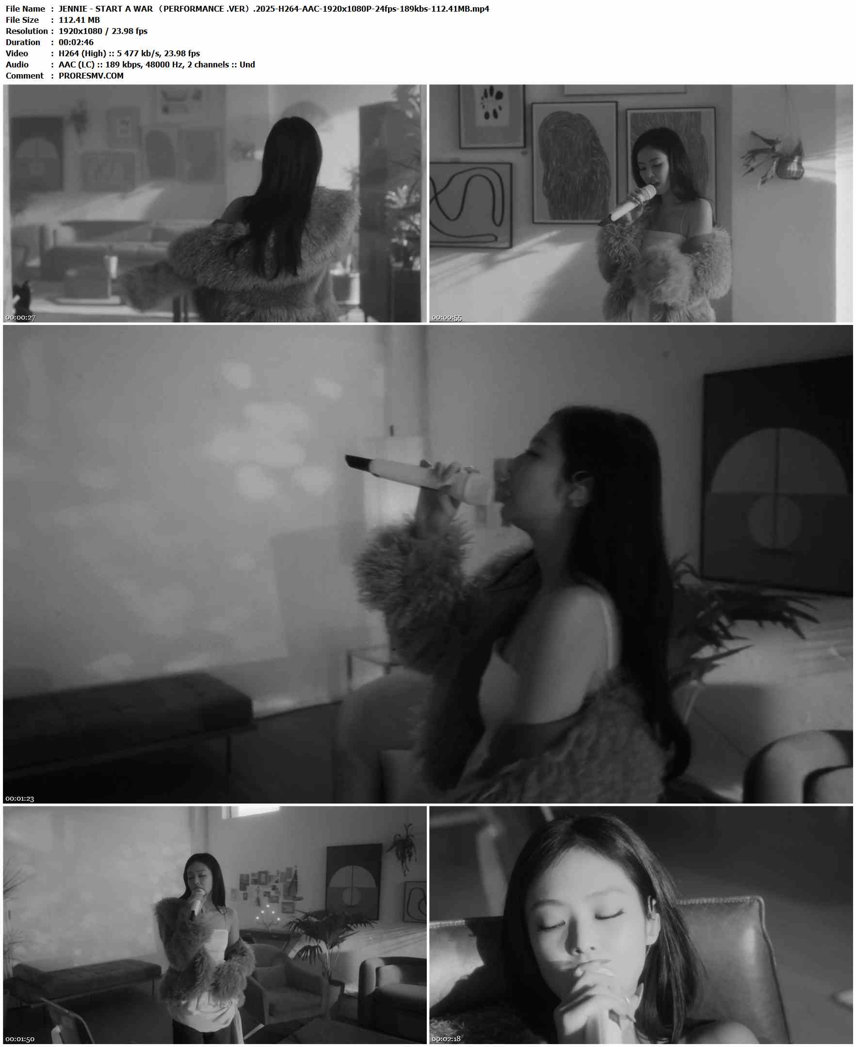 JENNIE - START A WAR （PERFORMANCE .VER）.2025-H264-AAC-1920x1080P-24fps-189kbs-112.41MB官方MV_高清MV